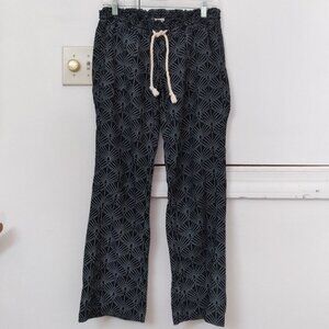 Roxy Women's Black Print Oceanside Drawstring Pants, Size Small